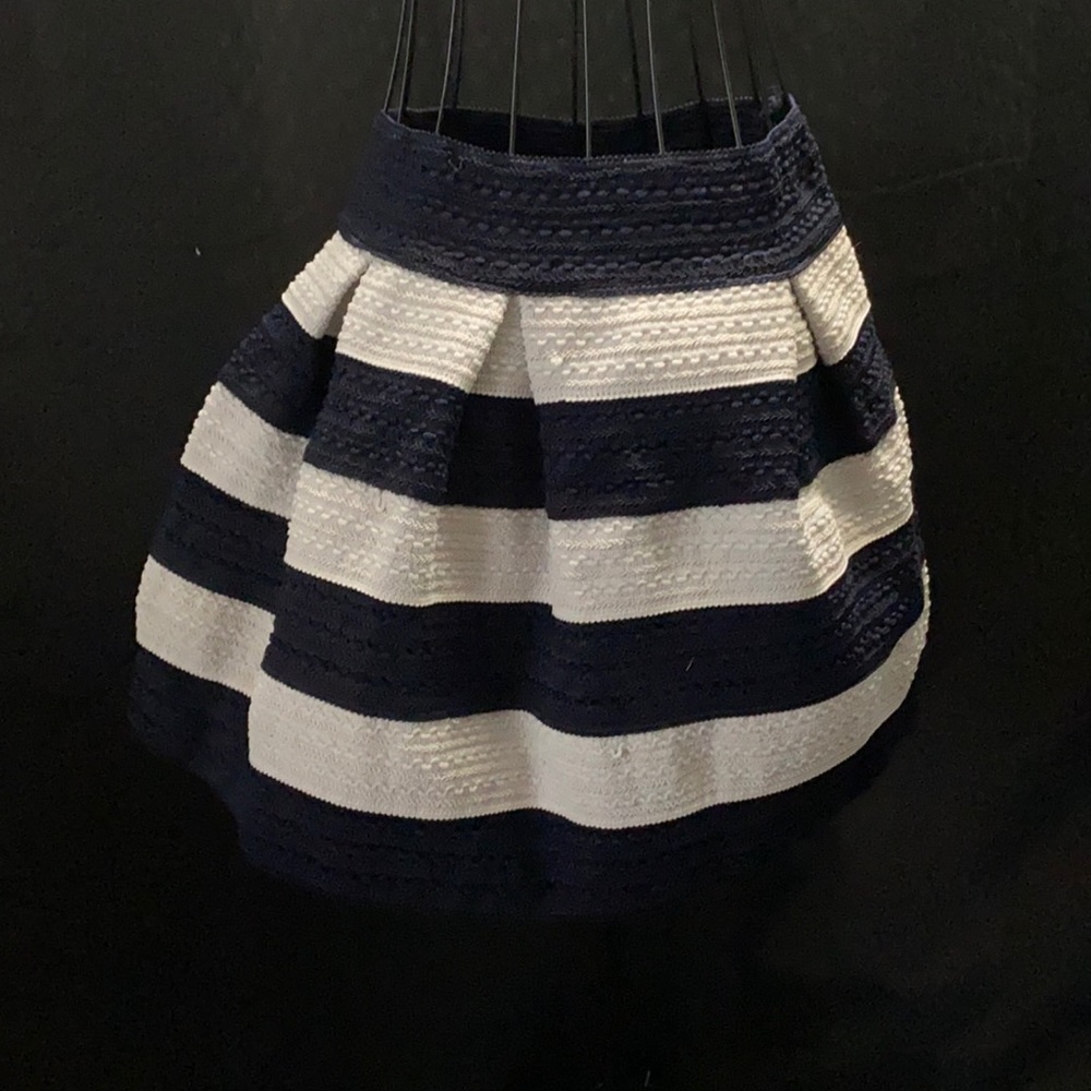 Blue and white stripped skirt